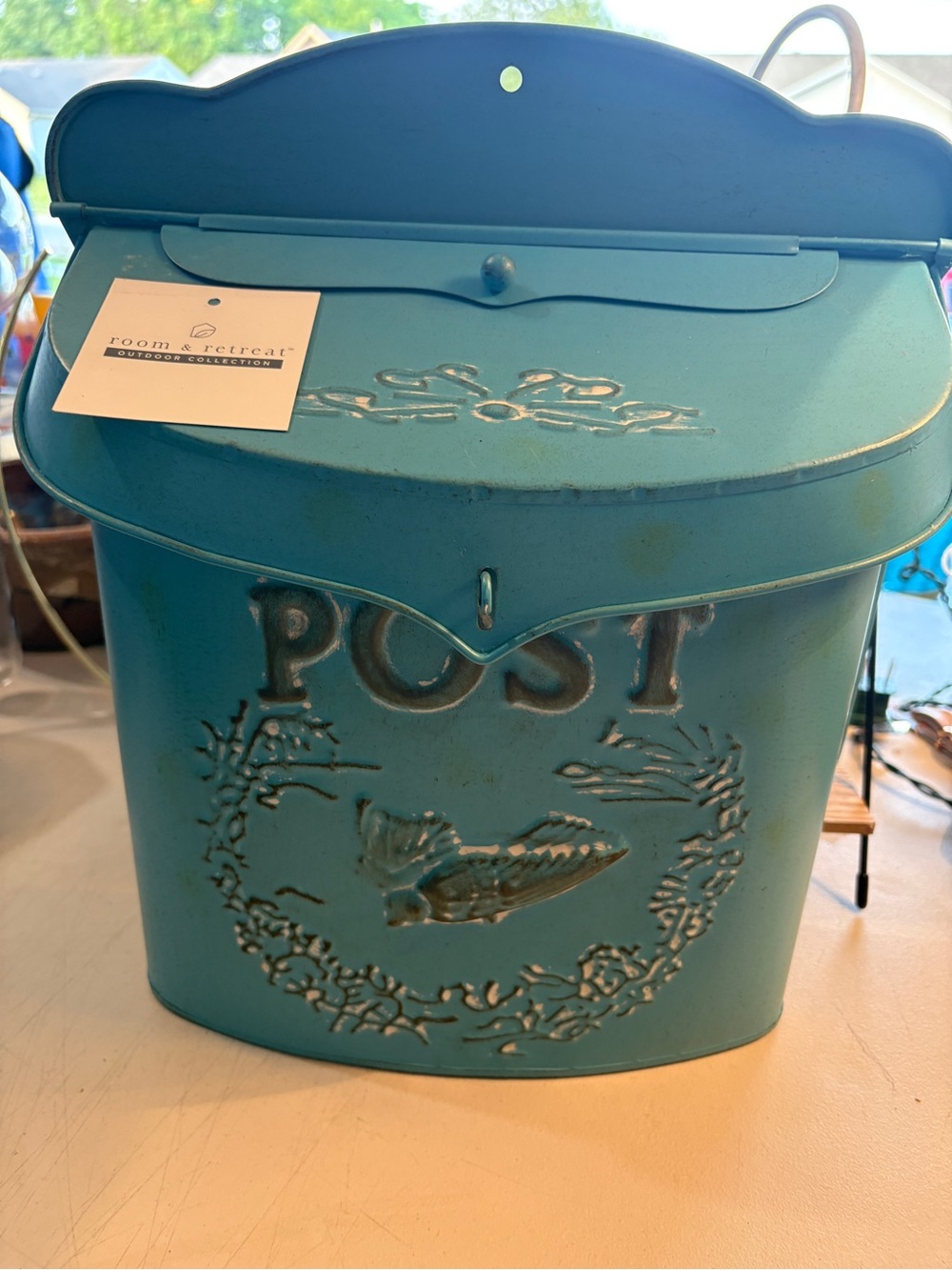 Teal Post Mailbox - Decorative Home Accent Vintage Inspired
